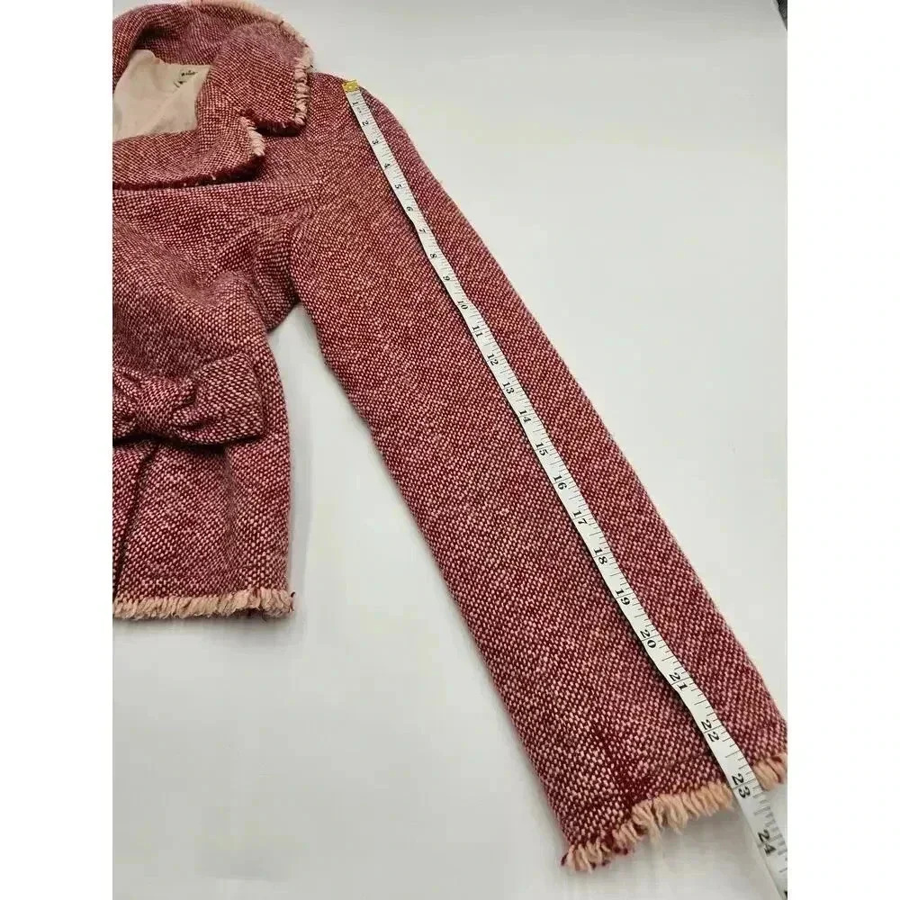 Elevenses Women's 4 Red Wool Holiday Bow Jacket/Blazer Anthropologie - Picture 5 of 8